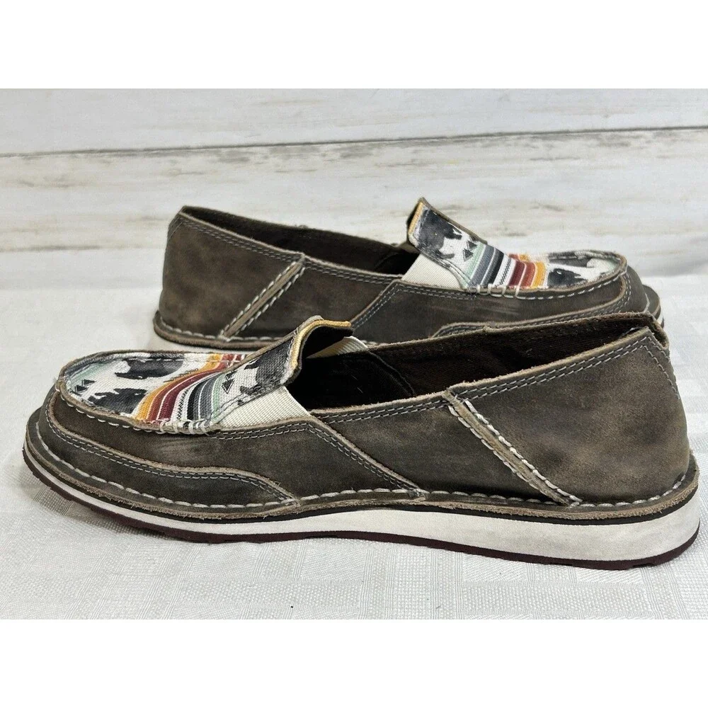Ariat Women's US 7.5B Cruiser Slip On Shoes Natural Taupe Buffalo Print 10038418